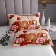thumbnail image 3 of Erosebridal Ensemble de Couvre-Lit Fraise Latte Grand, Ensemble de Literie Roses Roses, 3 Pcs, Respirant, 3 of 5