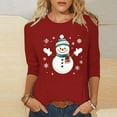 thumbnail image 2 of successthop Womens Christmas Tops Funny Graphic Snowman Plus Size 3/4 Sleeve Clothes Oversized Crewneck Party Shirt, 2 of 5