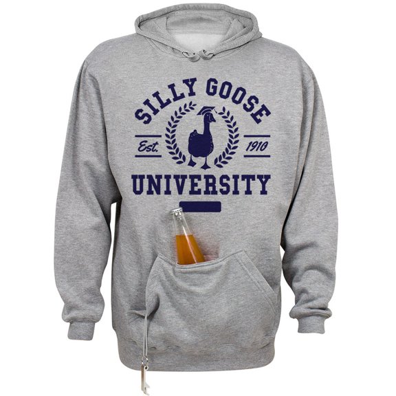 Silly Goose University Beer Holder Tailgate Hoodie Sweatshirt Unisex Large Oxford