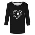 thumbnail image 4 of mihongmao Valentine T Shirt for Women Round Neck Women's Valentine's Day Printed 3/4 Sleeve Fashionable Round Neck Black XL, 4 of 4