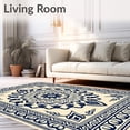 thumbnail image 2 of ODIKA 5'x7' Machine Washable Non-Slip Area Rug, Interlocking Floral Design with Wind Swept Petal Motifs High Traffic Rug with Pad, Beige, 550193, 2 of 8