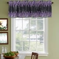 thumbnail image 4 of Purple Lavender Valances for Windows, Decorative Rod Pocket Window Valance Curtains, Spring Watercolor Wildflowers Plant Black Short Curtain Drapes for Kitchen/Living Room, 2 Panels, 54" W x 18" L, 4 of 8