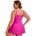 thumbnail image 3 of DARING DIVA Women's Plus 1 Pc Swimdress with Built-In Shorts 2X Rose Red, 3 of 7
