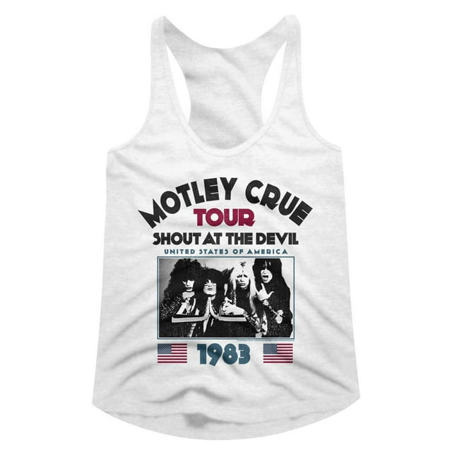 Motley Crue Satd83 White Women's Slim Fit Racerback Tank Top Xl