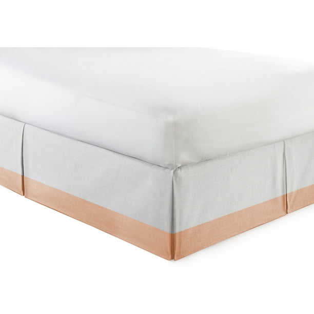 100 Egyptian Cotton 1PC Box Pleated Bed Skirt with Colored Band Border