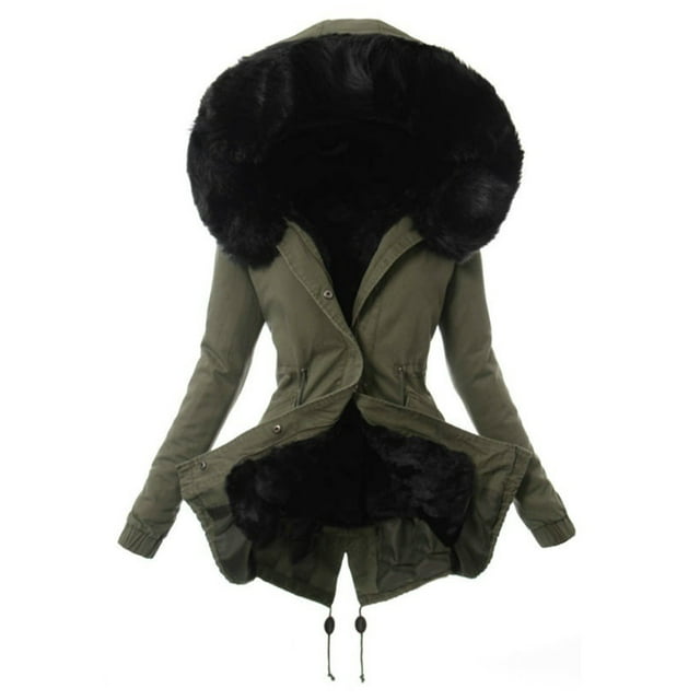 Innerwin Overcoats Solid Color Ladies Outwear Holiday Long Sleeve Drawstring Coat Black XL