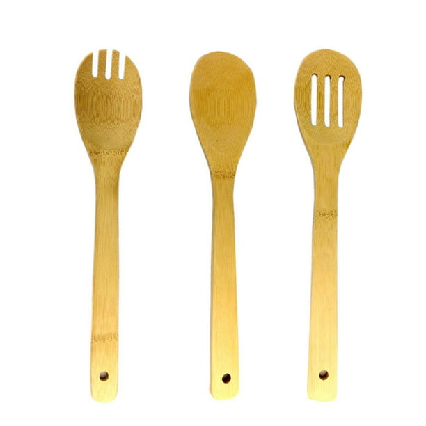 Juego de utensilios de cocina con pala de bambú ecológico