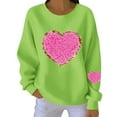 thumbnail image 5 of Tbopshirt Sweatshirts for Women Graphic Hoodless Valentine Long Sleeve Crewneck Ribbed Pullover Tops Green,L, 5 of 5