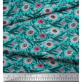 thumbnail image 2 of Soimoi Rayon Fabric Leaves & Floral Block Print Sewing Fabric Yard 42 Inch Wide, 2 of 3
