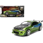 Brian's Mitsubishi Eclipse Green Color Brush Finish w/Graphics "The Fast and the Furious" (2001) 1/24 Diecast Model Car by Jada