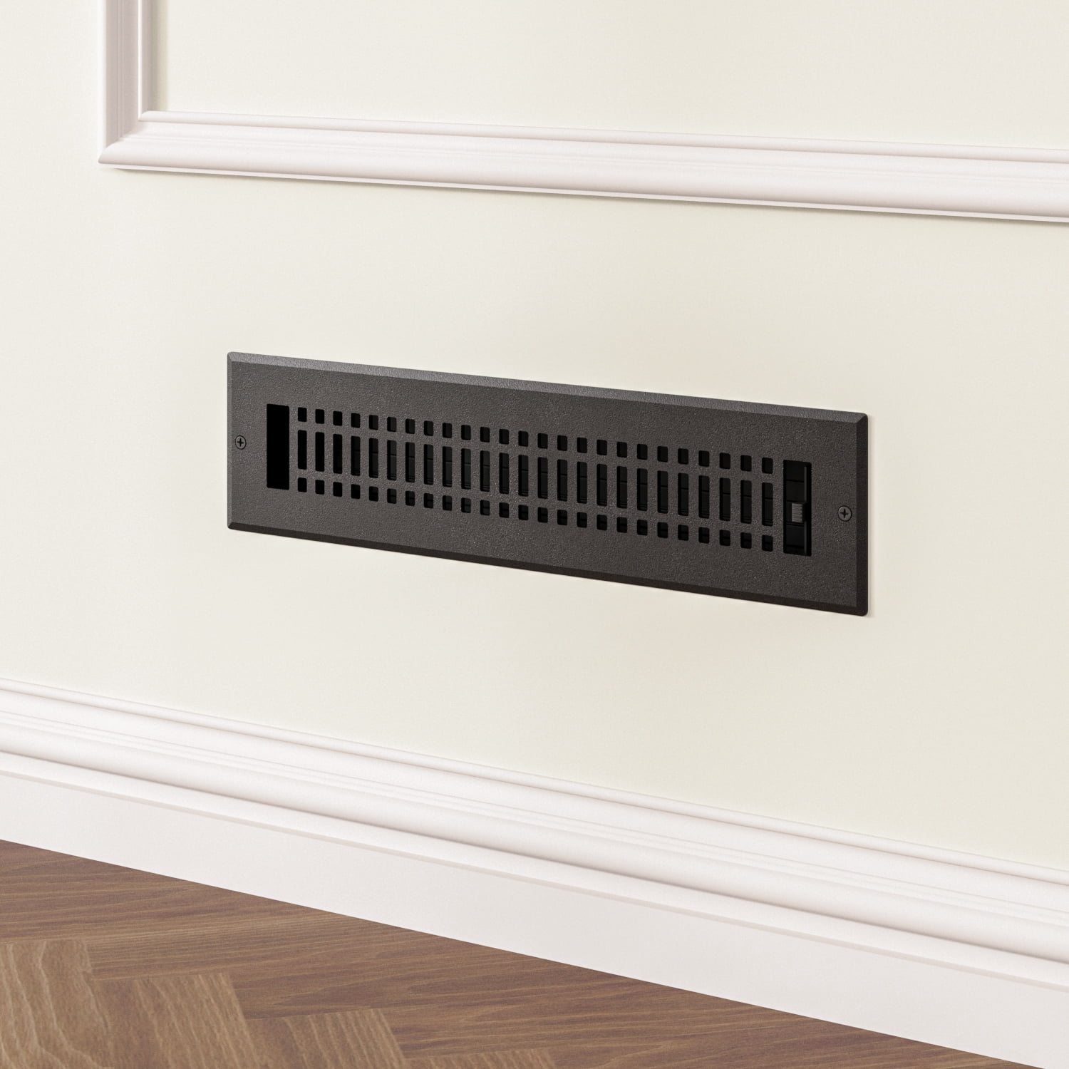 Naiture Louvered Wall Register, Contemporary Style Stainless Steel with Damper or Lever, Duct Size 2" X 12" (Overall Size 3-7/16" X 13-5/8"), Black Finish