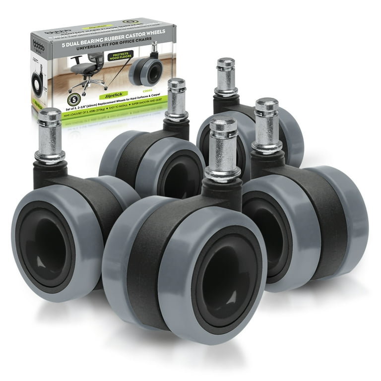Slipstick CB685 Dual Bearing Rubber Office Chair Caster Wheels
