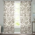 thumbnail image 2 of Farmhouse Brown Semi Sheer Curtains 108 Inch Length 2 Panels Set, Vintage Flower Leaf Botanical Plant Sheer Kitchen Curtain Privacy Voile Window Curtain for Living Room Bedroom Rod Pocket Drapes, 2 of 7