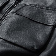 M-4X Plus Size Leather Jackets for Men Big & Tall Zip Up Coats with Pockets and Collared Long Sleeve Solid Color Thermal Motorcycle Jacket & Coat