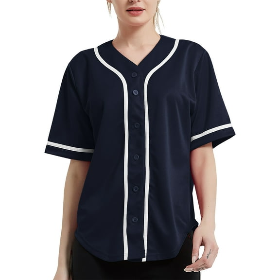 Ma Croix Women's Baseball Button Down Hip Hop Jersey