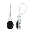 thumbnail image 3 of Oval Shape Lab Grown Black Diamond Drop Earrings with Moissanite for Women - 8X10 mm, 14K White Gold, 3 of 7