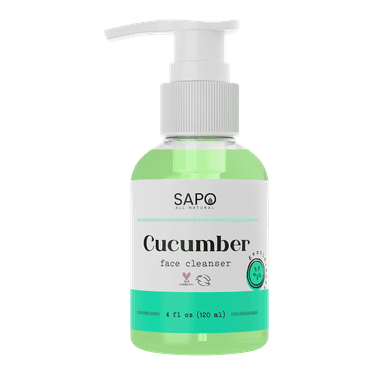 Sapo All Natural Cucumber Face Wash with Aloe, Neem, Vitamin C & Coconut Oil - Gentle Hydrating Daily Facial Cleanser for All Skin Care Types - 4 oz