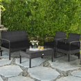 thumbnail image 6 of Yardi Yarda 4 Pieces Patio Rattan Cushioned Furniture Set, Patio Conversation Set for Outdoor as Yard, Black, 6 of 15