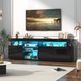thumbnail image 7 of ChVans 70.8'' LED TV Stand for up to 80'' TVs, 2 Tier TV Console Cabinet with Storage Cabinet & Open Shelf, Glassy Modern Entertainment Center for Living Room, Bedroom, 7 of 7