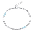 thumbnail image 1 of Open Curb Bracelet with Blue Enamel Bars, 1 of 5