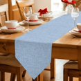 thumbnail image 2 of Misty Blue Table Runner Linen Burlap Table Runner 72 Inches Long Rustic Farmhouse Solid Color Dresser Scarves for Kitchen Island Coffee Dining Room Party Wedding Banquet Holiday Decoration 18"x72", 2 of 8