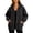 Black, variant on Women's Full Zip Denim Hoodie Oversized Long Sleeve Casual Jacket with Pockets Drawstring Hooded Pullover Relaxed Fit Coat for Daily Commute Weekend Streetwear
