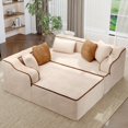 thumbnail image 3 of Sophia & William 104" Oversized L-Shaped Sectional Sofa 3 Seat Modern Corduroy Compressed Couch 28.4" Deep Modular Sofa for Living Room, Bedroom, Beige, 3 of 9