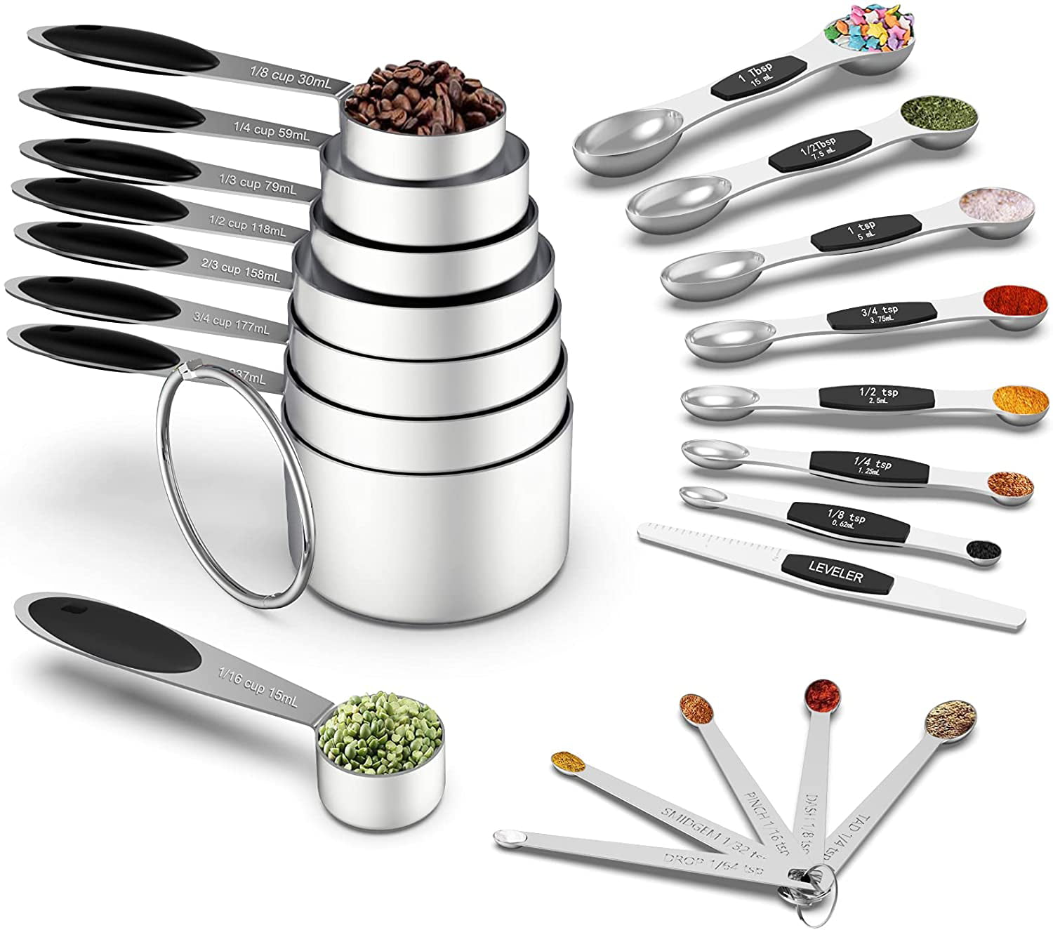 8 Pieces Measuring Cups Magnetic Spoons Set Stainless Steel Kitchen Utensils New