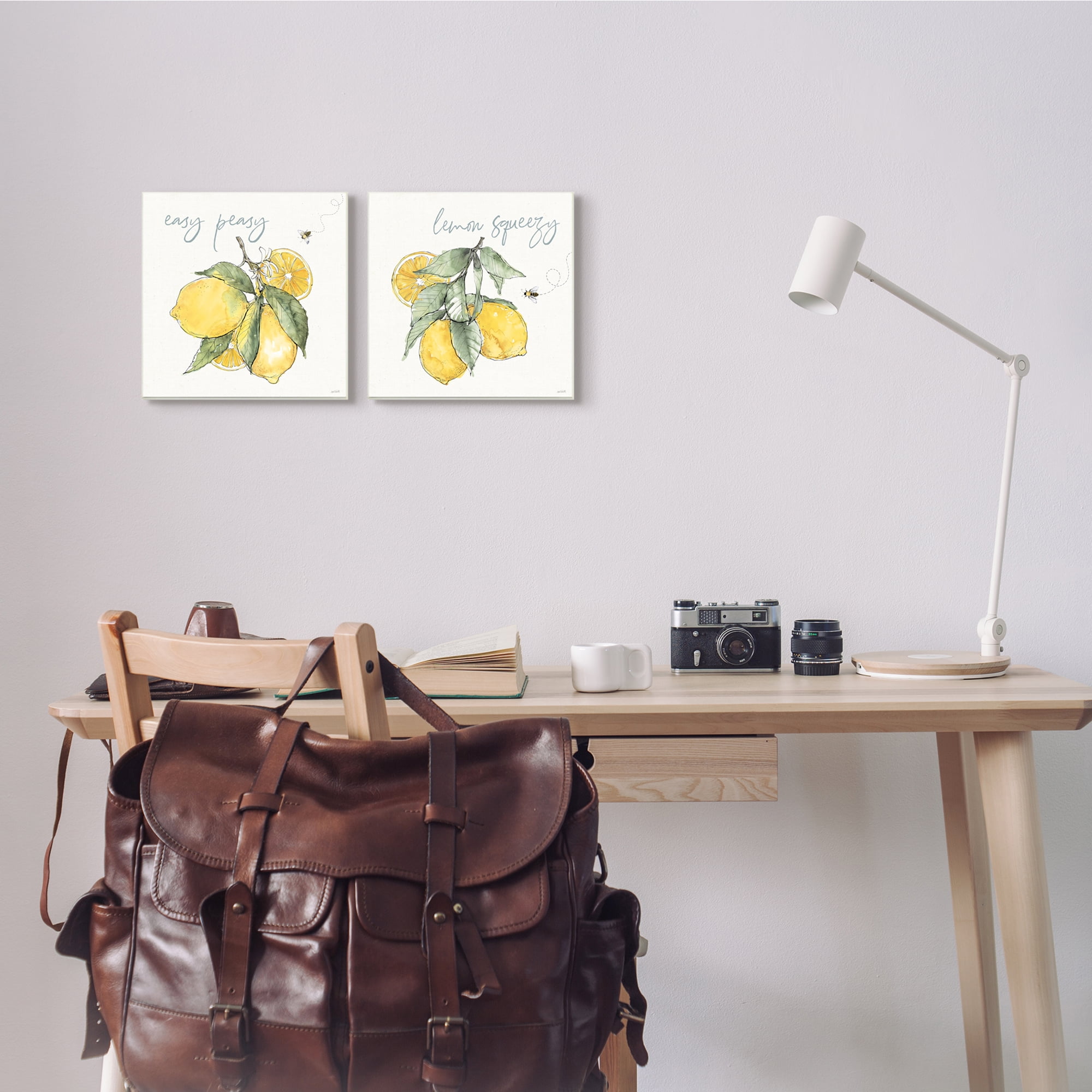 Stupell Industries Easy Peasy Lemon Squeezy Phrase Yellow Honey Bees, 12 x 12, Design by Anne Tavoletti