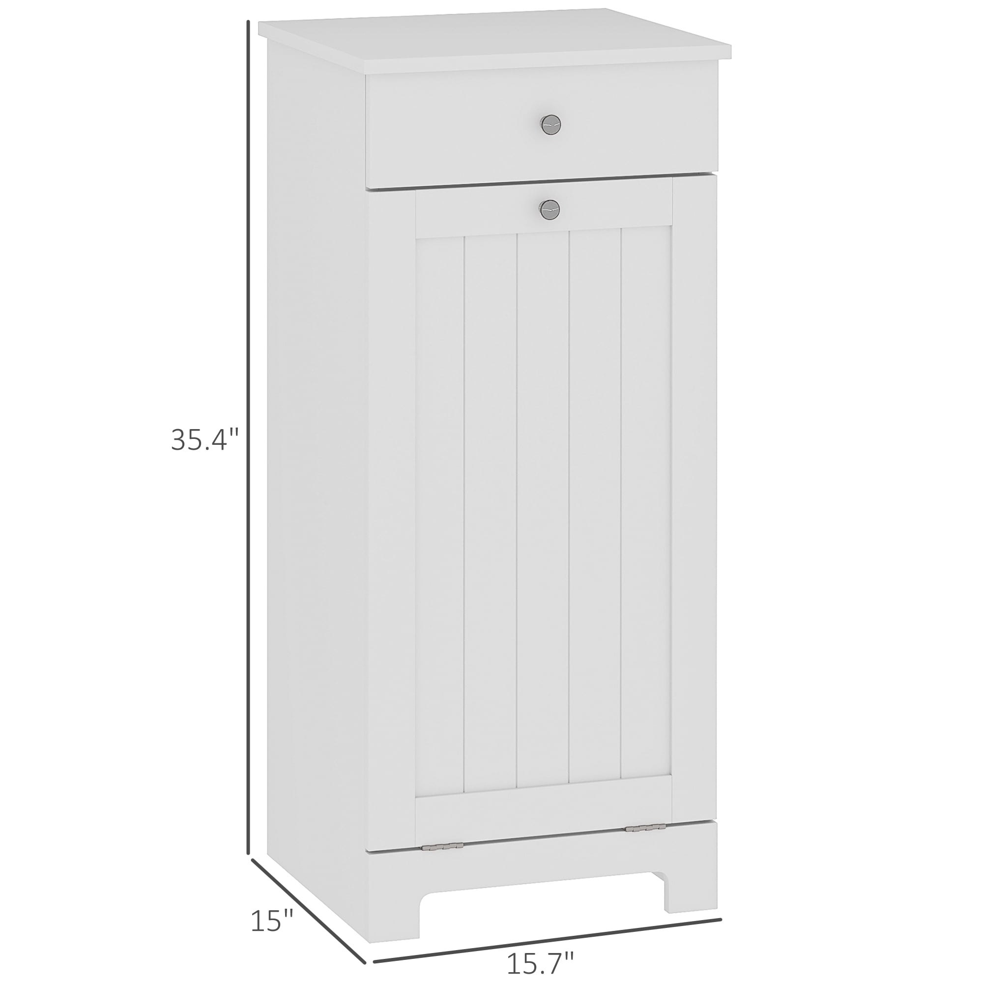 HOMCOM Tilt Out Laundry Hamper, Laundry Hamper Cabinet with Basket, Laundry Cabinet Bathroom Storage Cabinet with Drawer, White