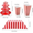thumbnail image 2 of 14 Pcs Décorations de Fête Thème Carnaval Incluent Support de Cupcakes en Mousse à 3 Niveaux Couverture de Table de Carnaval et Boîtes de Popcorn Rayures Rouges et Blanches Décorations de Carnaval pour Desserts Fête d'Anniversaire de Carnaval, 2 of 4