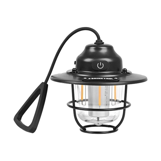Linterna de acampada, lámpara de tienda, linterna compacta USB de estilo Vintage, luz de acampada para supervivencia en interiores, viajes, Picnic en Negro