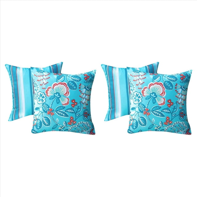 Paquete de 4 Fundas de Almohada Impermeables para Exteriores, 18x18, Fundas de Almohada Cuadradas Decorativas con Diseño Moderno para Exteriores