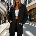 thumbnail image 2 of QIYAGBSA Hoodies for Women Zip Up Longline Hooded Sweatshirt with Front Pockets Casual Fall Winter Outerwear (Black, M), 2 of 7