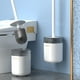 thumbnail image 4 of Set de cepillo para inodoro | Limpiador de baño con mango largo y cerdas plásticas que no rayan | Diseño moderno y compacto | Montaje en pared | Polipropileno | Blanco/Gris | 1 unidad | 16.5in, 4 of 9