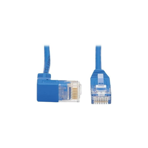 Eaton Tripp Lite Series Down-Angle Cat6 Gigabit Molded Slim UTP Ethernet Cable RJ45 Right-Angle Down M to RJ45 M Blue 10 ft. 3.05 m