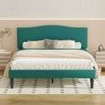 thumbnail image 2 of VECELO Full Bed Frame, Nailhead Trim Upholstered Platform Bed with Adjustable Headboard, Wooden Slats Support/No Box Spring Needed, Dark Green, 2 of 8
