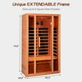 thumbnail image 5 of Vanity Art 2 Person Extendable FAR Infrared Sauna for Home, Hemlock Wood Low EMF 6 Carbon Heaters Indoor Saunas with LED Lights, Bluetooth Speaker, Digital Control Panel, and Seating Bench, 5 of 11