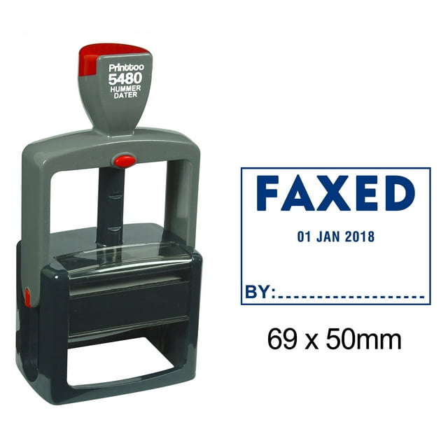 Printtoo Office Stationery Heavy Duty Dater Stamp With Faxed By Text Self Inking Date Rubber Stamp-Blue