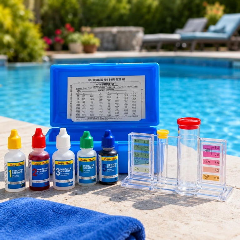 XtremepowerUS Swimming Pool Chemistry Test Kit, 5-Way Water Test