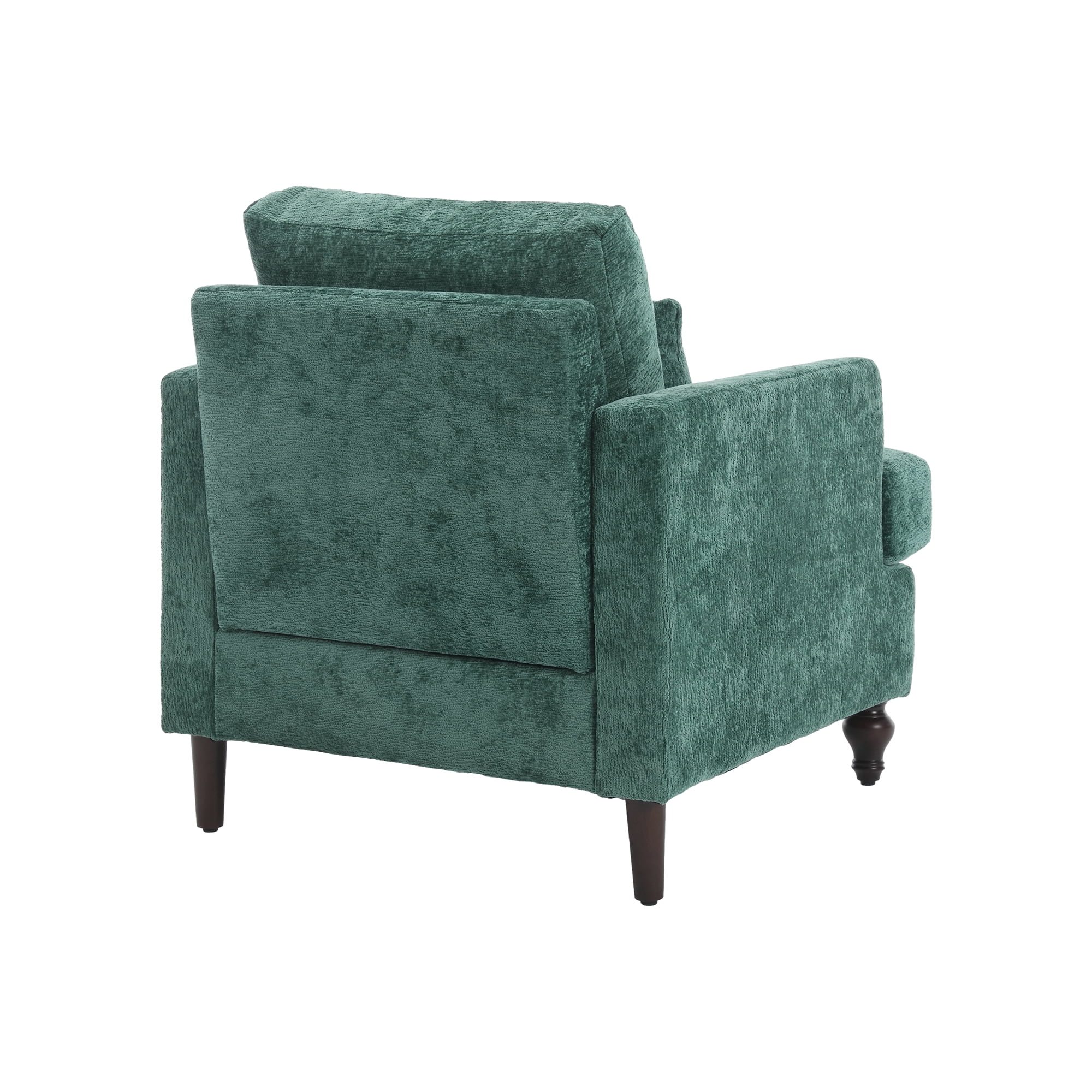 MAYEERTY Wood Frame Armchair, Modern Accent Chair Lounge Chair Tufted Club Chair, Mid Century Modern Arm Chairs with Studded, Solid Wood Frame, for Bedroom, Reading (Emerald Chenille)