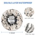 thumbnail image 3 of Shower Caps,Beige Geometric Triangle Pattern Waterproof Shower Cap for Women 4 Pieces,Double Reusable Hair Cover for Shower PEVA Elastic Stretch Hem, 3 of 7