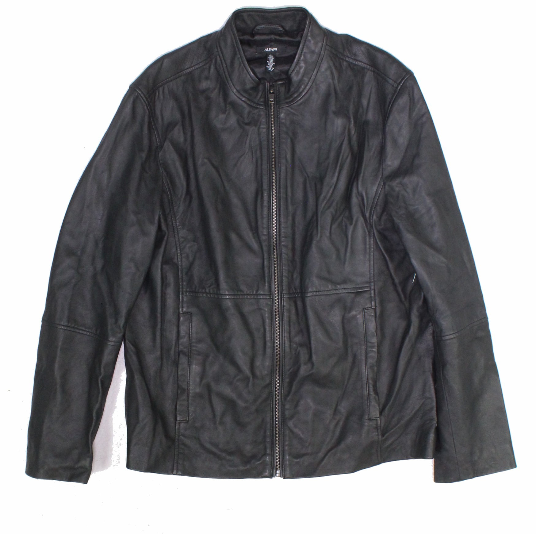 Alfani Mens Full Zip Leather Jacket - Walmart.com - Walmart.com
