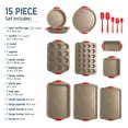 thumbnail image 2 of EatEx Kitchen Brown Utensil Set 24 Nylon Stainless Steel Utensil Set & Black 15 Piece Bakeware Set, 2 of 9