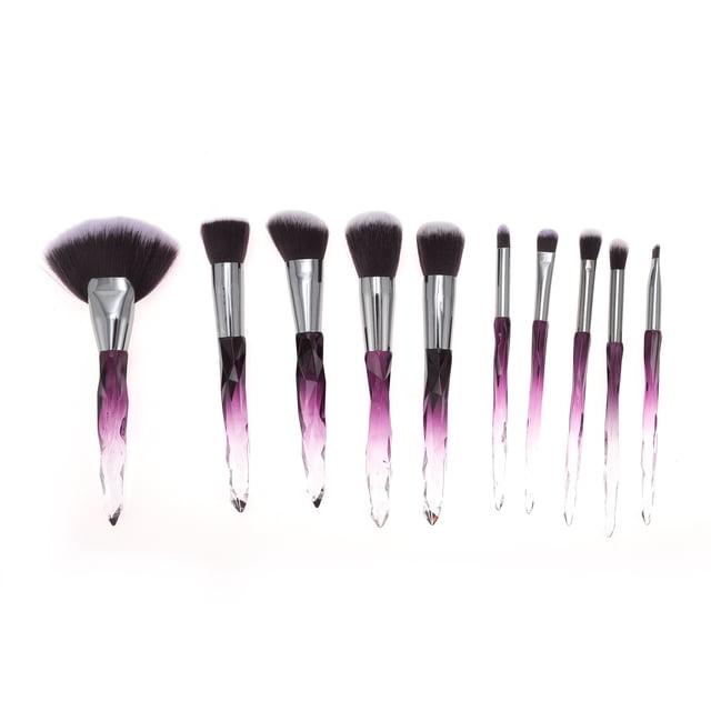 Conjuntos de brochas de maquillaje ligeras de 10 piezas Unique Bargains para viajes de negocios púrpura gris de lana de fibra artificial y plástico
