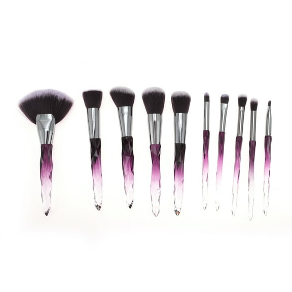 Unique Bargains 10 Pcs Lightweight Makeup Brush Set for Business Travel Purple Gray Artificial Fiber Wool Plastic