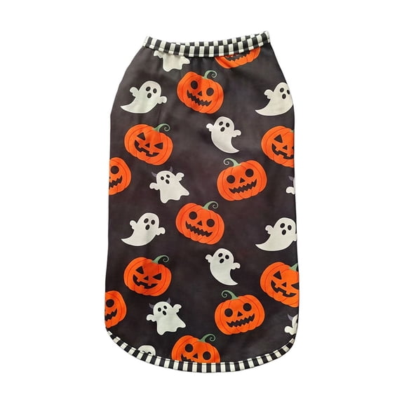 Halloween Dog Shirt Pumpkin Ghost Print Pet Costume Cosplay Party Supplies for Small Medium Large Dogs Puppies (Orange)