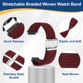 thumbnail image 4 of Uxcell 16mm Nylon Braided Watch Bands with Stainless Steel Buckle, Dark Red, 4 of 6