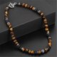thumbnail image 4 of Men's 8mm Natural Tiger Eye Lava Bead Necklace Stainless Steel Toggle 18 Inch, 4 of 5