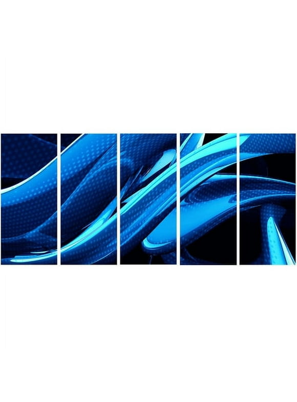 Design Art Metal 'Liquid Blue Abstract' 5 Piece Graphic Art Set
